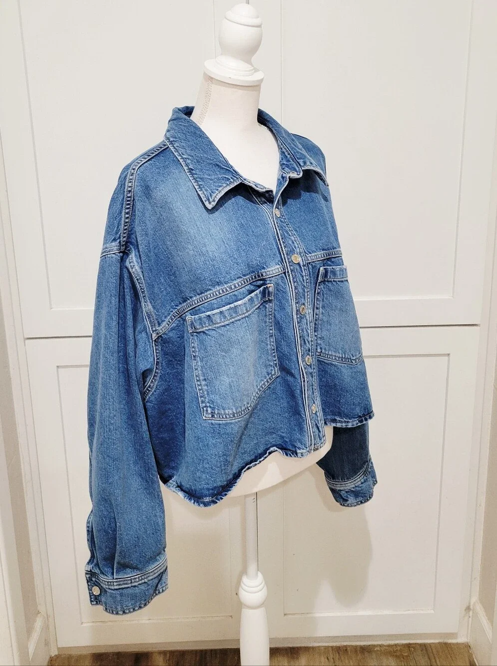 100% Cotton Blue Short Denim Jacket | Size 4X